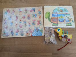 Holzspielzeug Set für Kinder: Puzzles und Nachziehtier!