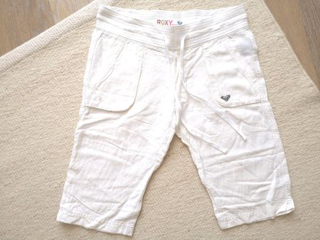 ROXY kurze Sommerhose Leinen/Viskose Gr. S weiss