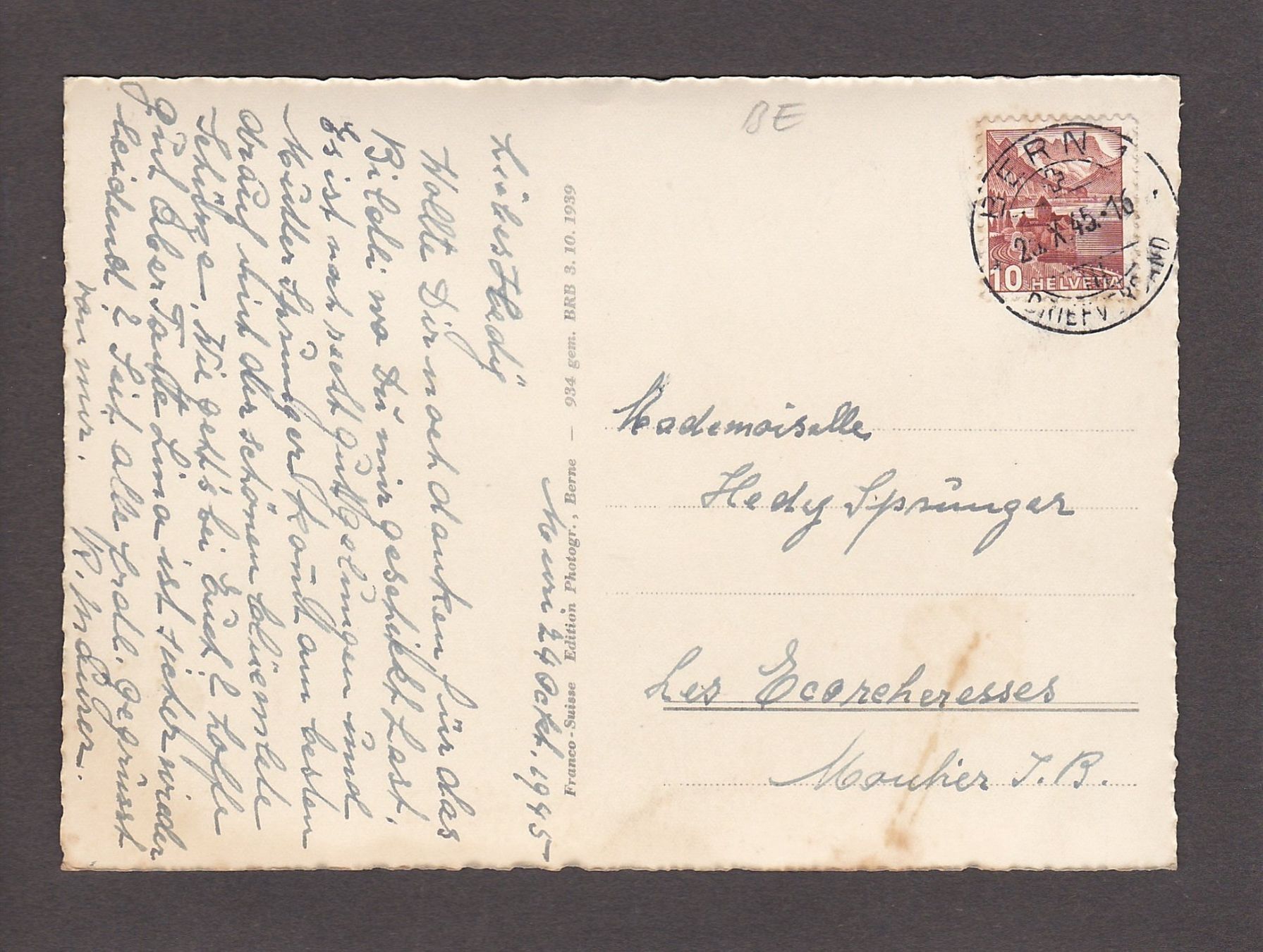 Cartoline postali: MURI bei Bern VILLETTE, 1945 – Usato da Reiden venduto da cinfis 1