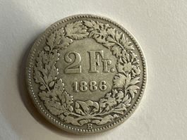 2 Fr. Silber Schweiz 1886 s