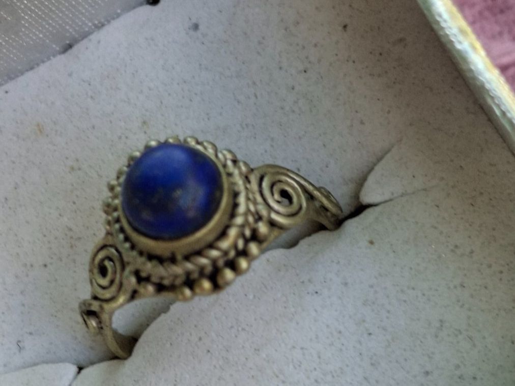 Anelli: Vintage Silber Ring mit Lapislazuli, Gr.16-17 S, Indien – Usato da Münchenbuchsee venduto da babilibern 4