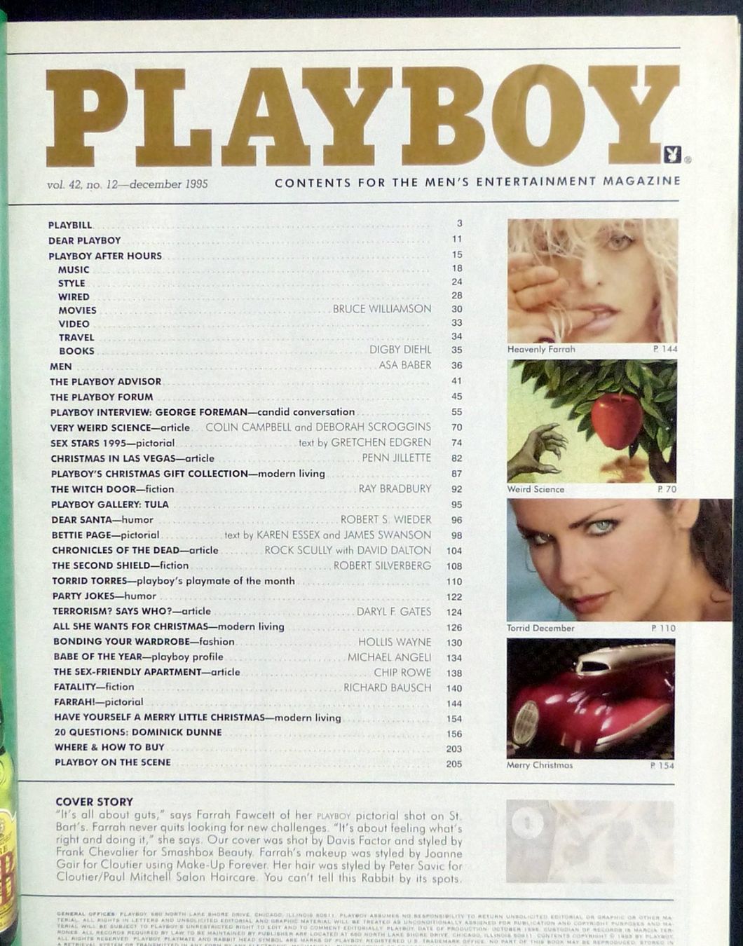 PLAYBOY FARRAH FAWCETT NUDE 1995 GALA XMAS ISSUE USA‪ ED. | Kaufen auf  Ricardo‬