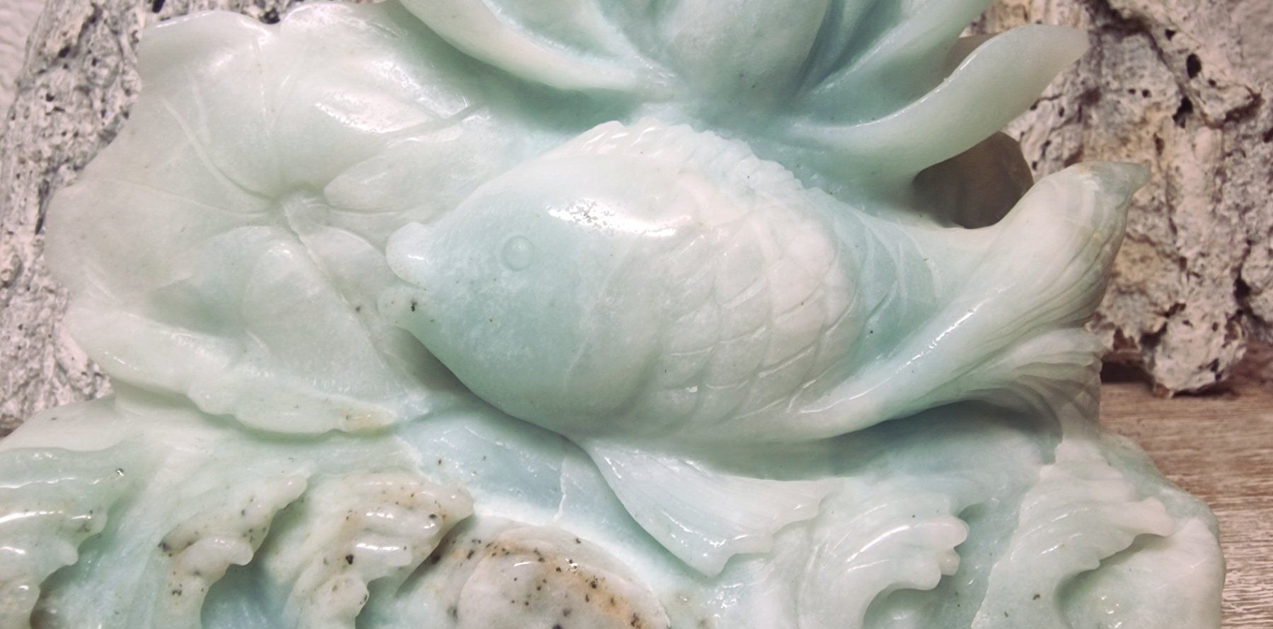 Mineralien & Heilsteine: Aktion!Wunderschöne blaue Amazonit Koi Skulptur 920g – Neu (gemäss Beschreibung) aus Matzingen von Shay_Crystalz 1
