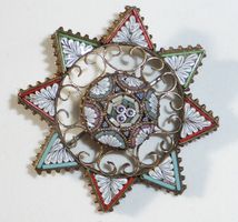 Große antike Brosche aus Mikromosaik „Stern“ 1900er Jahre