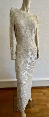 ✨ ESCADA Couture Abendkleid Größe 36, Cremeweiß Pailletten ✨