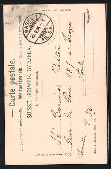 Ansichtskarten: AK Basel, Münster, Vorderseite, 1906 – Gebraucht aus Berlin von bartko-reher 1