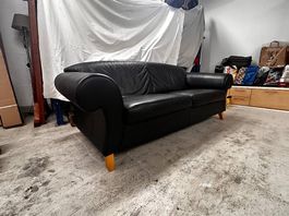 2er Ledersofa schwarz