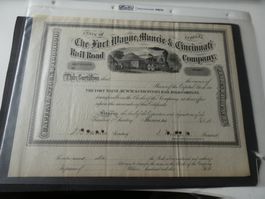 USA 18xx, Eisenbahnaktie Fort Wayne, Muncie & Cincinnati