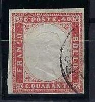 Königreich Sardinien 1855/62 40 Centesimi gest.