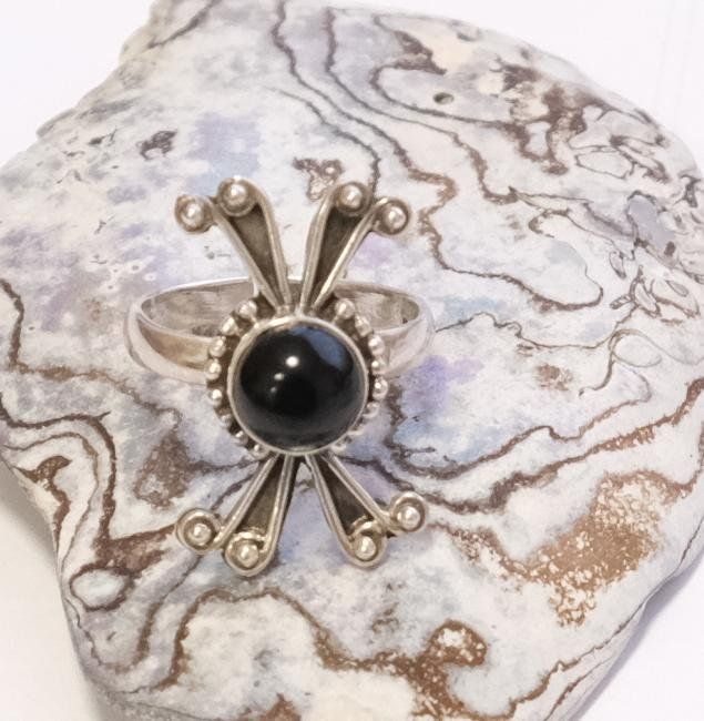 Anelli: Silberring Onyx (Grösse verstellbar) – Usato da Zürich venduto da Melody2000 6