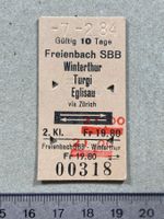 Billett Freienbach SBB - Winterthur / Turgi / Eglisau, 1984
