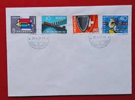 WERBEMARKEN SATZ 328 - 331 LAUSANNE DEPOT ORTS FDC 1957
