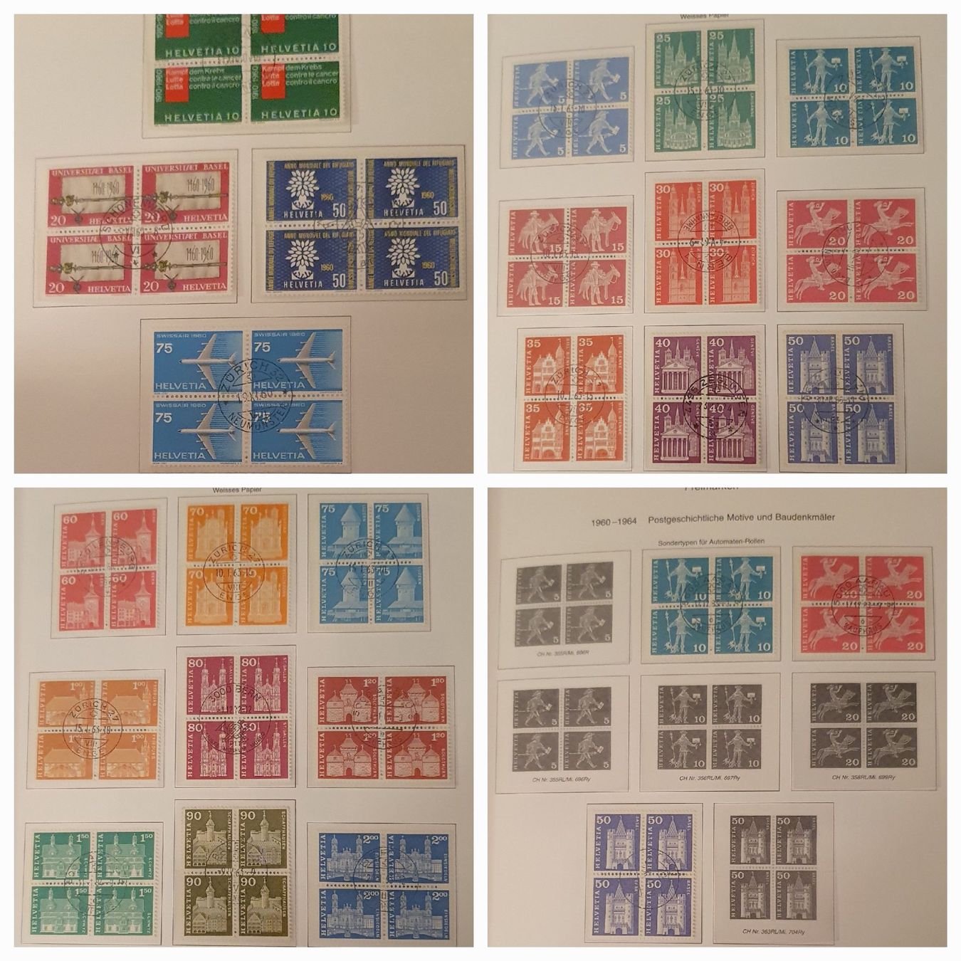 Alle Briefmarken: 4er Block Sammlung Freimarken Gestempelt 1945 - 1990 – Gebraucht aus Kreuzlingen von Rschweiz1 5