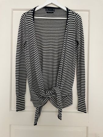 Gestreifter Cardigan zum knoten | Grösse M | 55% Seide
