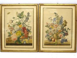 Paire lithographies Chazal Mourlot Fleurs Paar Blumendekor