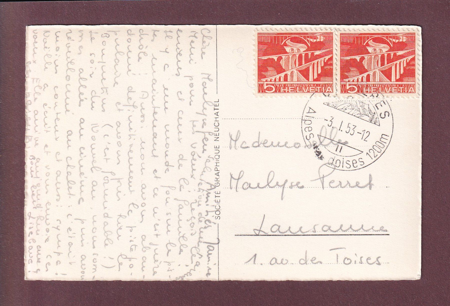 Cartoline postali: BRETAYE en hiver - Cabane militaire - 1953 – Usato da Pully venduto da nicecards 1