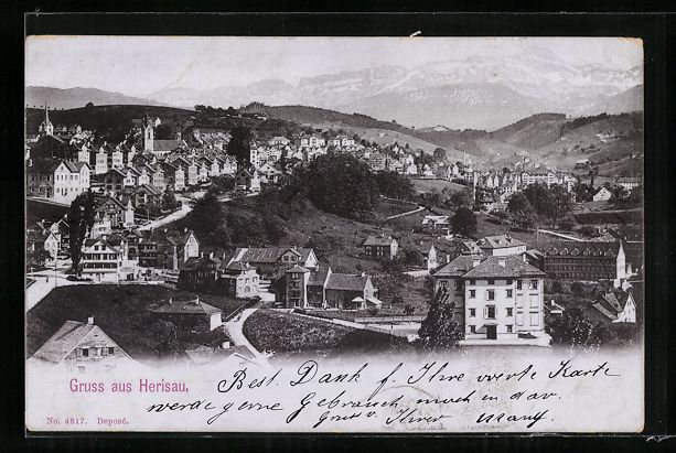 Cartoline postali: Herisau, Teilansicht mit Blick in die Be – Usato da Berlin venduto da bartko-reher