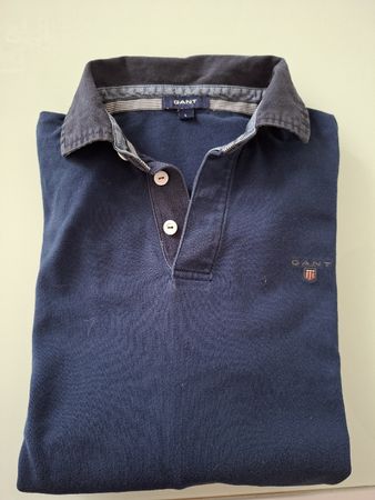 Polo manches longues GANT bleu marine, taille L,