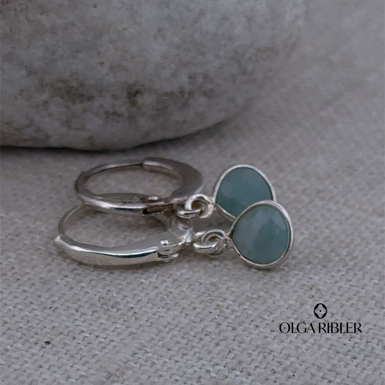 Olga Ribler Orecchini pendenti & Orecchini a lobo: Sterling Silber 925 Creolen mit Amazonite – Nuovo (secondo la descrizione) da Luzern venduto da Schmuckoutlet 5