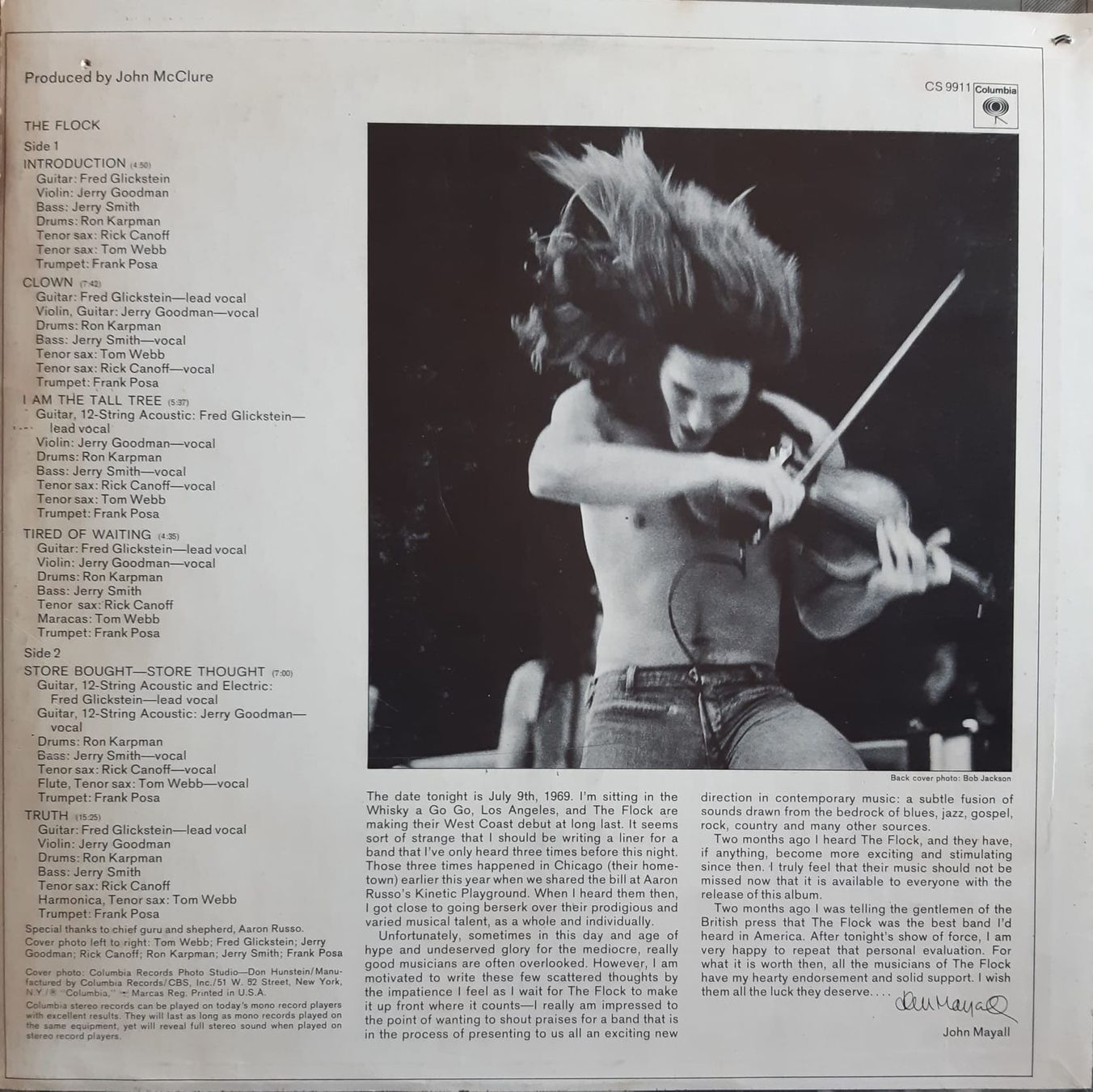Dischi in vinile: THE FLOCK COLUMBIA CS 9911 – Usato da Frick venduto da kyb_yq8h 1