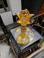 Kerzenständer Glas bernsteinfarben guter Zustand Neu H 20
