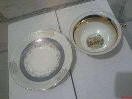alter Porzelanteller u.Tasse m.Untertell