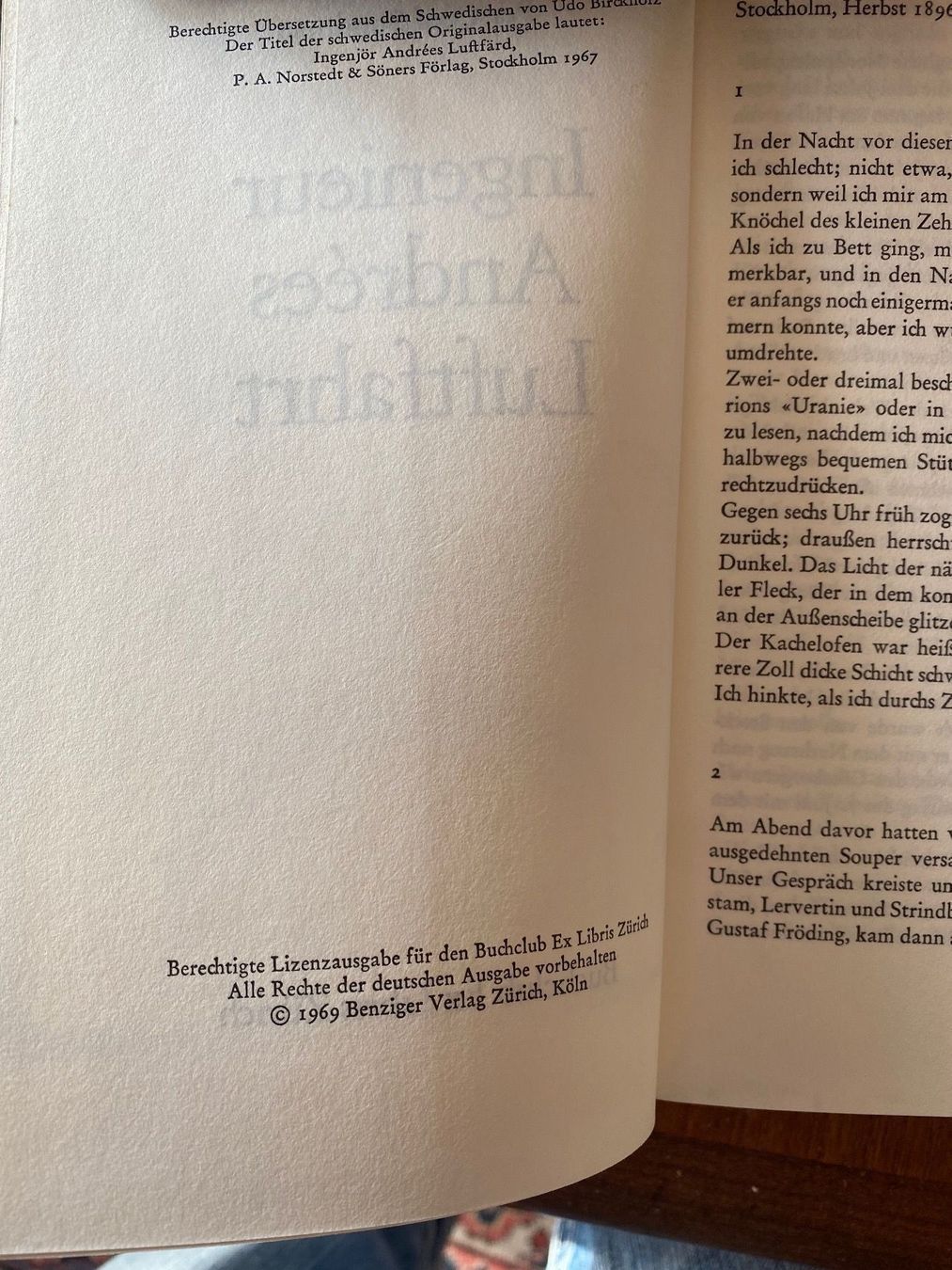 Bücher: Ingenieur Andrees Luftfahrt – Gebraucht aus Zürich von 2013tg 3