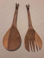 Vintage Salatbesteck aus Holz – Handarbeit Afrika Giraffe