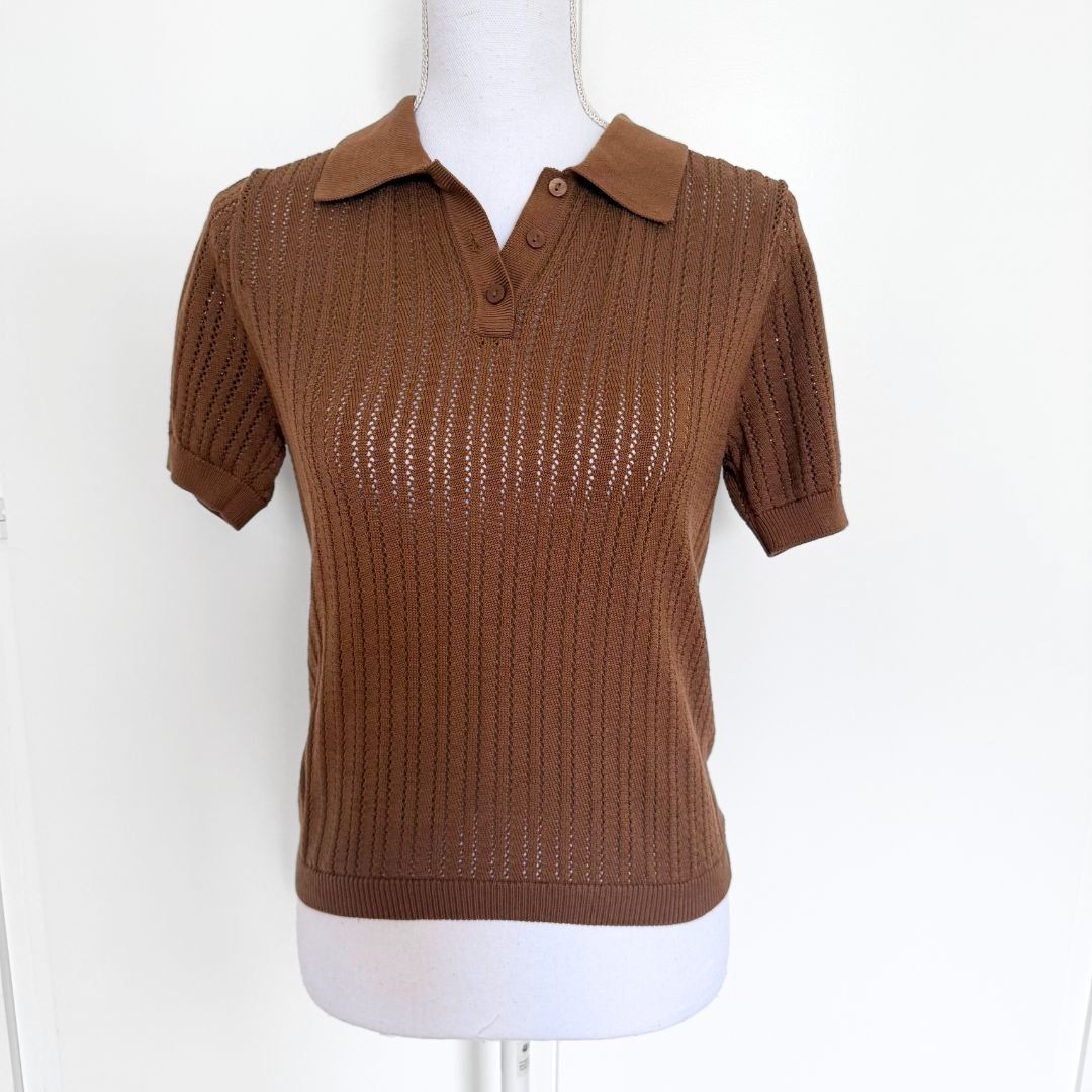 Mango Top: MANGO Pull Marron Manches Courtes 100% Coton - Taille S – Nuovo (secondo la descrizione) da Vevey venduto da secondlifevevey