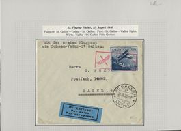 1930 Erste Flugpost Schaan Vaduz St. Gallen Liechtenstein