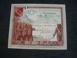 Schützen - Kantonalschützenverein Bern - Fleisskarte - 1927
