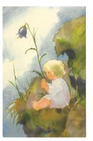 Künstlerin: Mili Weber No 71 - Kind hält sich an Blume fest
