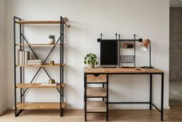 Schreibtisch und Regal Set im Industrial Design