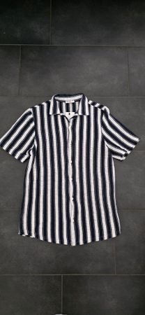 Herren Kurzarmhemd gestreift blau weiss neu mit Etikett