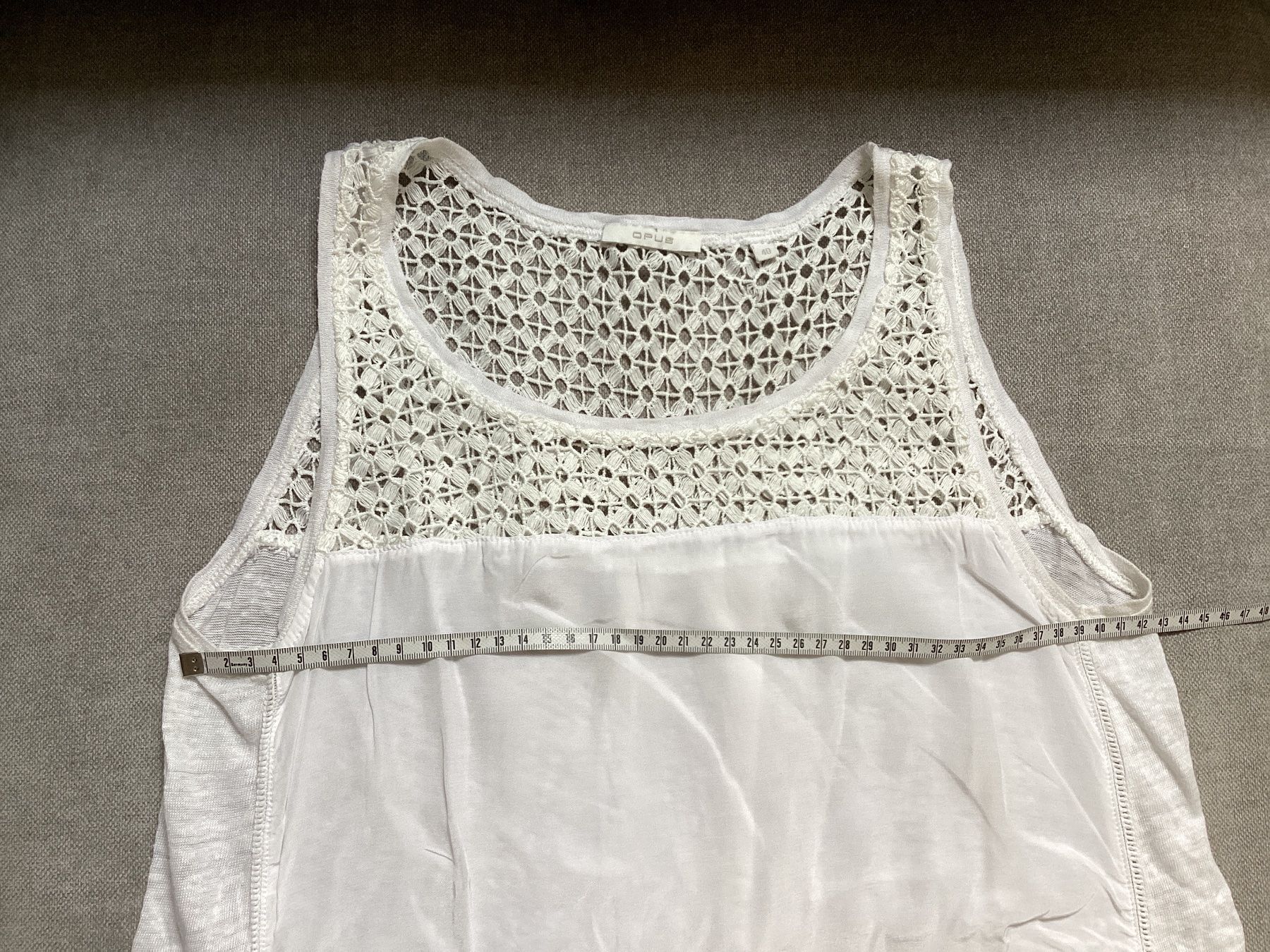 Opus Top: Opus weisses Sommer Top mit Spitze, Gr. 40, mit Leinen – Usato da Homberg b. Thun venduto da Homata 3