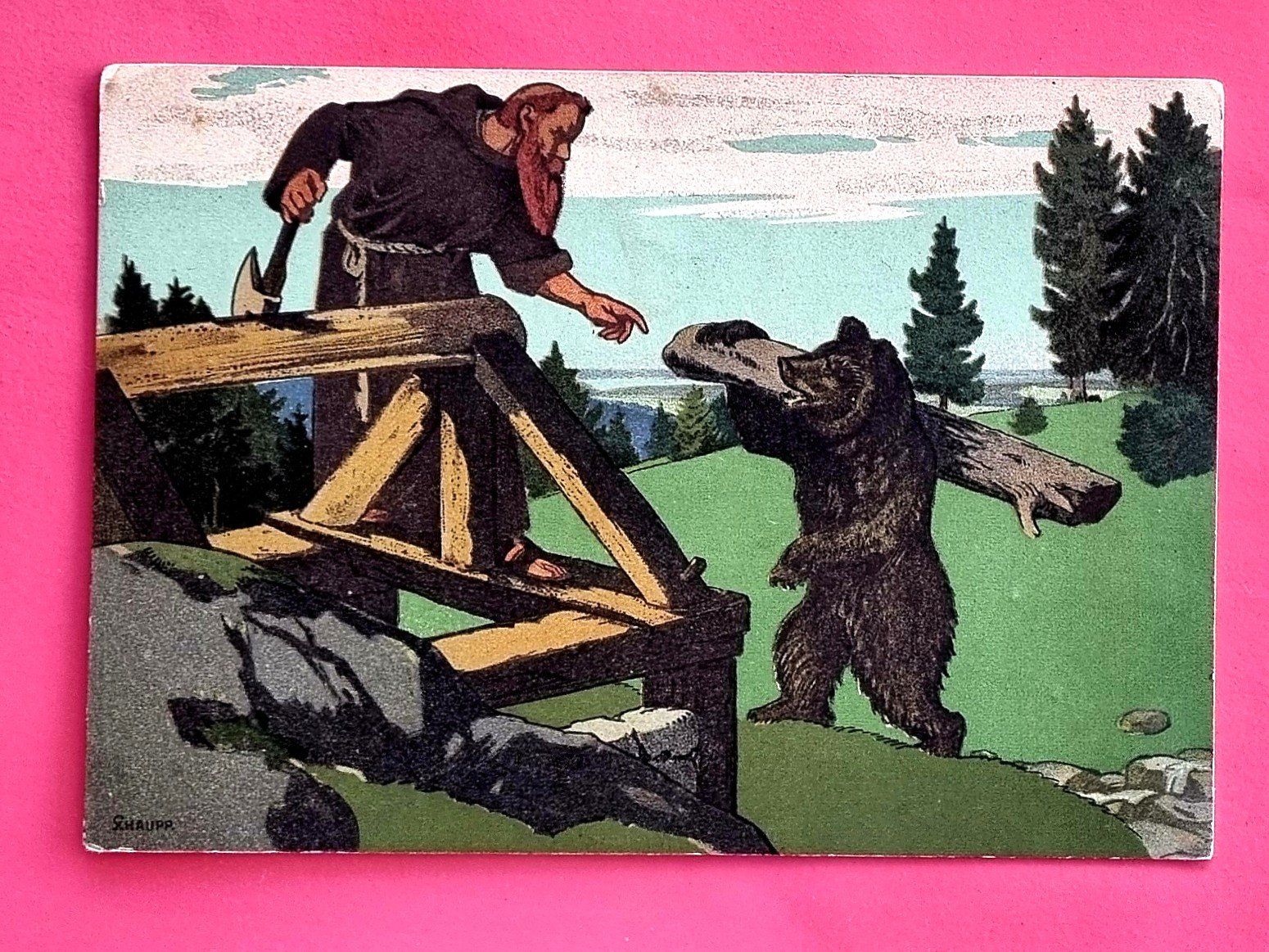Cartoline postali: Chocolat Klaus - Gallus und der Bär – Usato da Rothrist venduto da RROENK