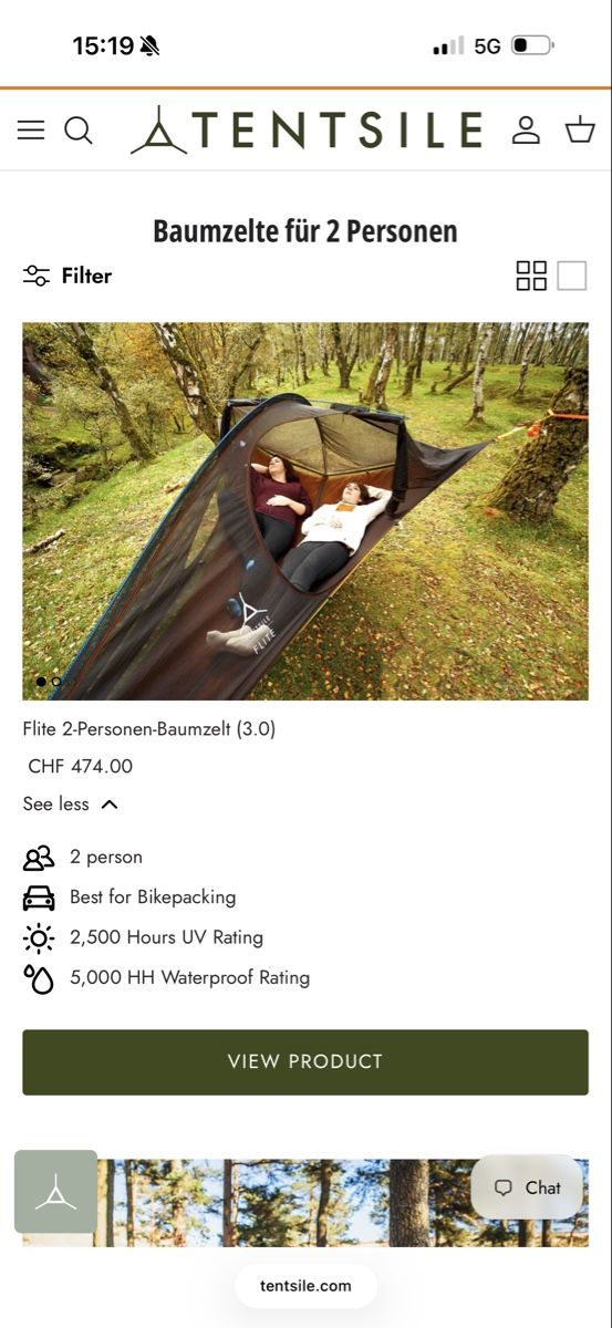 Tende : Tentsile Flite+ 2 Personen Baumzelt – Usato da Chur venduto da ursgu01 8