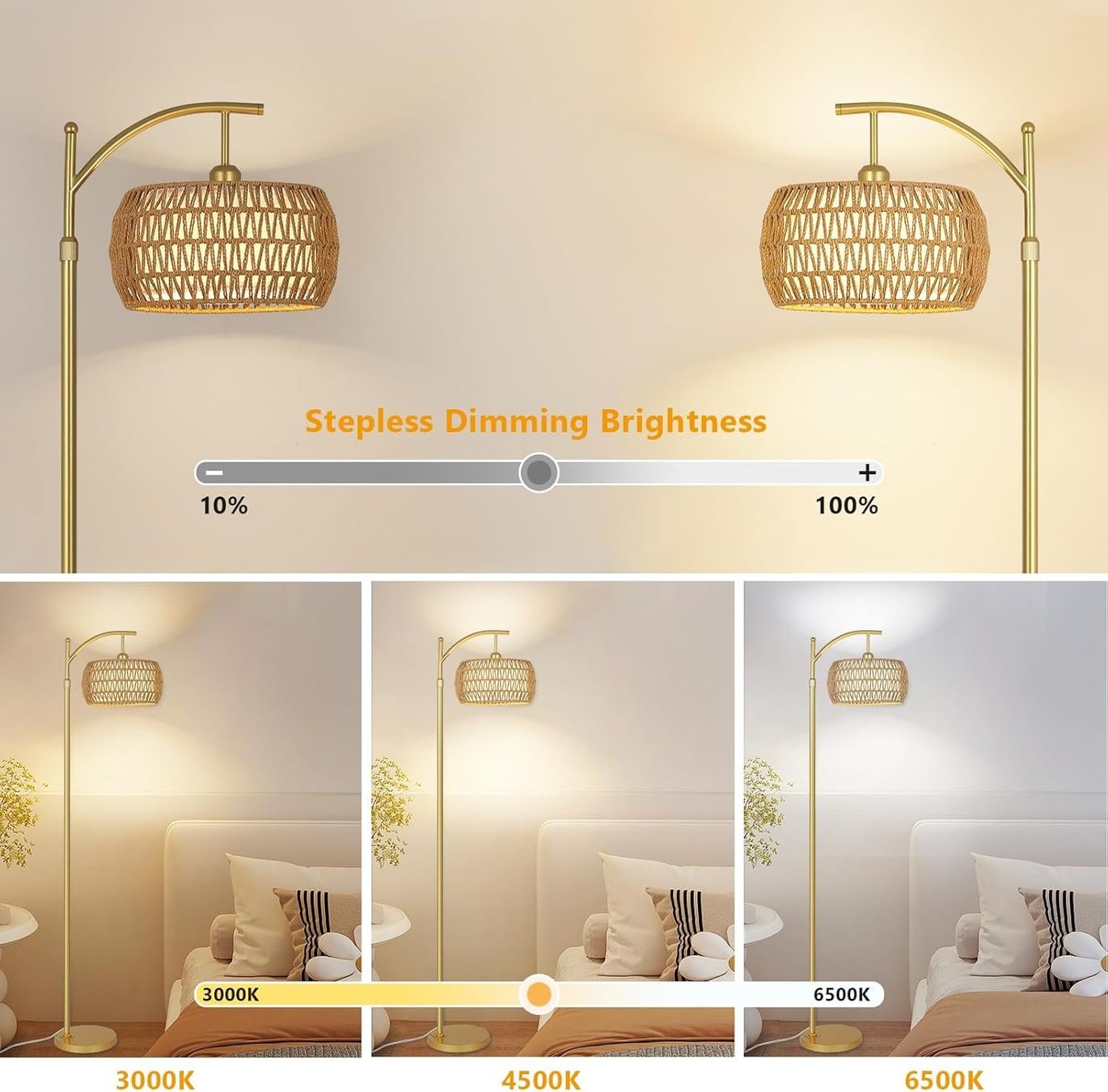 Lampade: Stehlampe Standleuchte Rattan Lampe dimmbar App LED E27 – Nuovo e nell'imballaggio originale da Wittenbach venduto da VELARO 6
