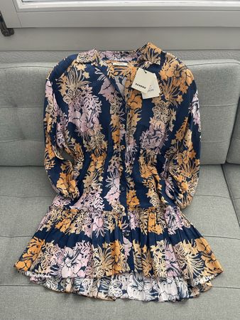 Sandro Kleid Damen Grösse 36 Marine Orange geblümt neu