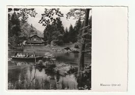 Alte Postkarte 1955, Blausee mit Kurhaus Bootsfahrt, Mitholz