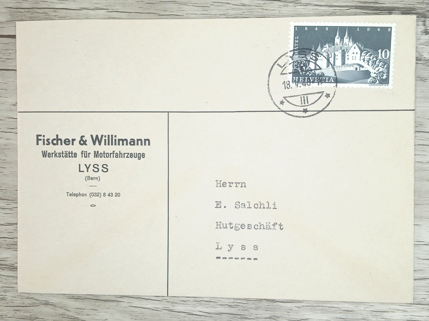 Tutti i francobolli: TR20 Enveloppe + Timbre Suisse 1948 – Usato da Cousset venduto da Patrick_Collections
