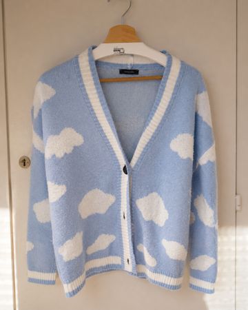 Cardigan blue with clouds pattern size M /L