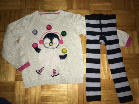 Pulli mit Pinguin + Leggins Grösse 98 - Porto 3.40