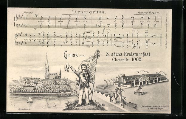 Ansichtskarten: Chemnitz, 3. sächs. Kreisturnfest 1905, – Gebraucht aus Berlin von bartko-reher