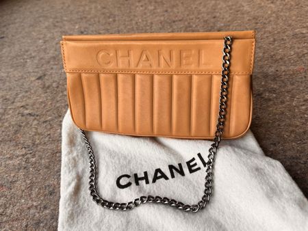 CHANEL vintage beige lax mini Pochette Handtasche SALE