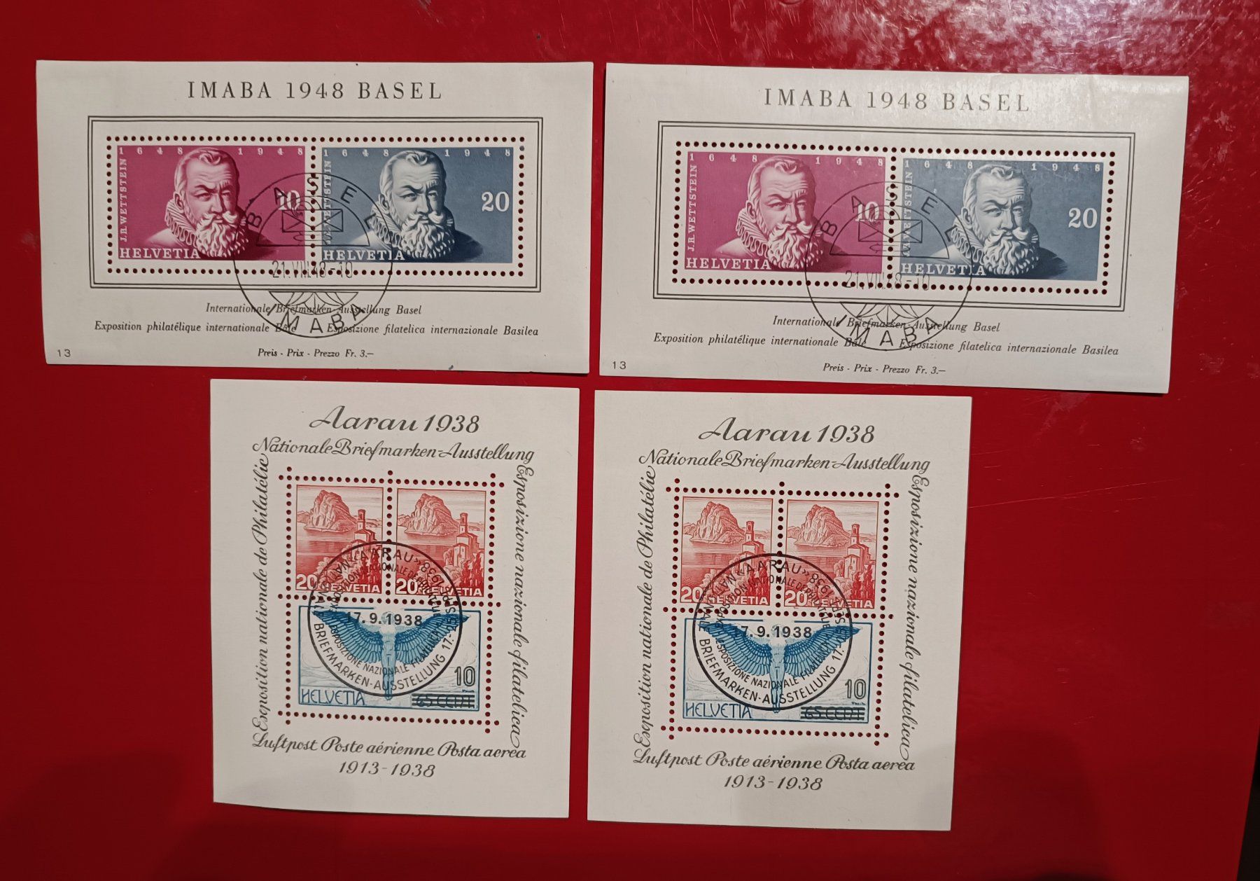 Tous les timbres: 4 Stück Erstag Blöcke 2St,  17.09.1938+ 2St,  21.08.1948 – D'occasion à Glis par MYS-Wallis2020