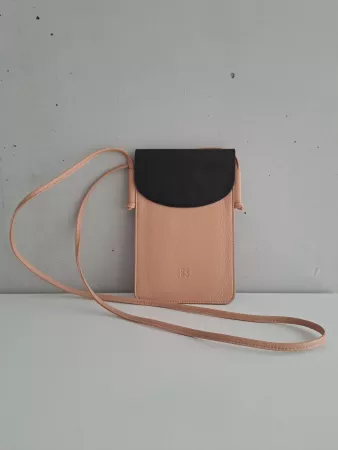 Handytasche Dudu Leder lachsrosa/schwarz - wie neu!