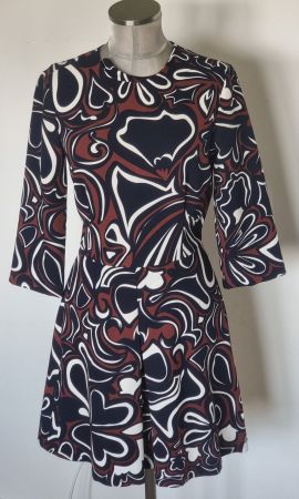 S 36 S.OLIVER 70er retro Style Kleid 3/4 langarm Blumen