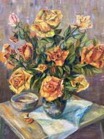 Rosen Gemälde Eggmann 1958  Öl a. Lwd. 70x60cm