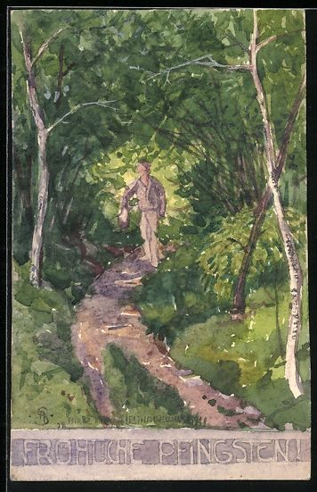 Cartoline postali: Handgemalt sign. Andreas Schiebl: Mann a – Usato da Berlin venduto da bartko-reher